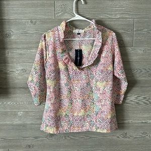 Michelle McDowell Ruffle Collar Blouse size small confetti top NWT‎